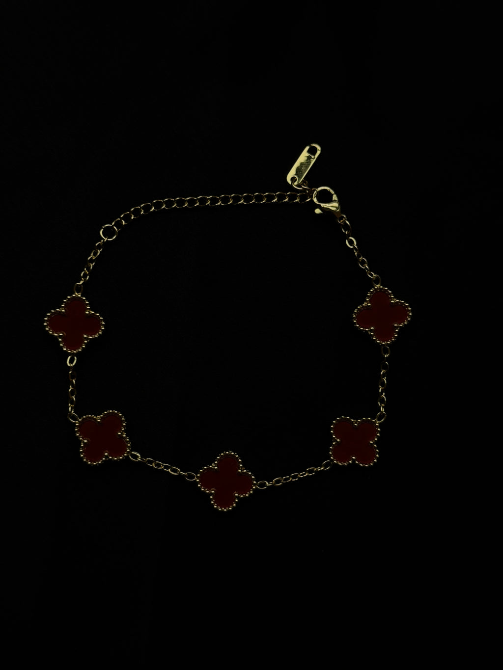 Gold-Tone Four-Leaf Clover Charm Bracelet – Stackable Motif Design