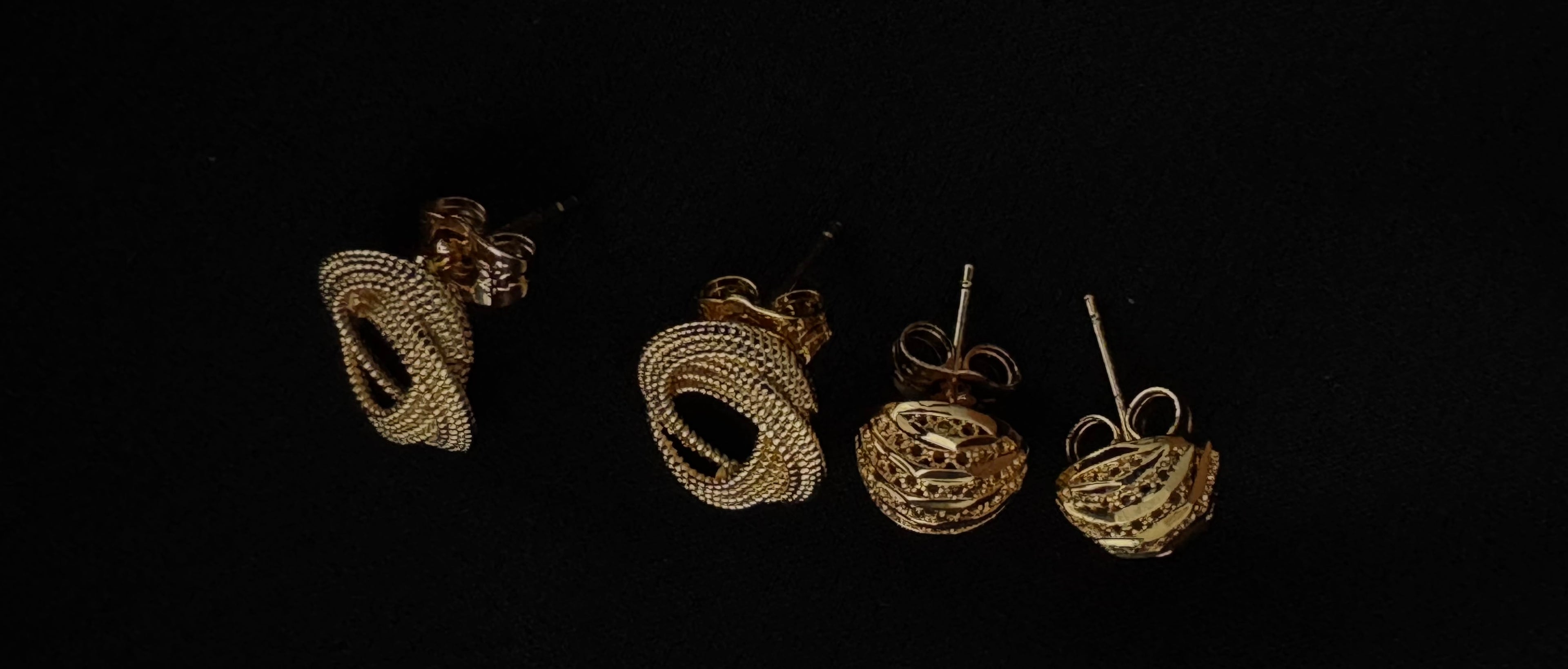 Textured Knot & Ball Stud Earrings Set – Statement Studs, 2 Pairs