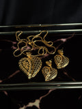 Layered Heart Pendant Set (Necklace & Earrings)