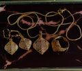 Diamond-Shaped Filigree Gold Jewelry Set (Necklace, Earrings & Ring)