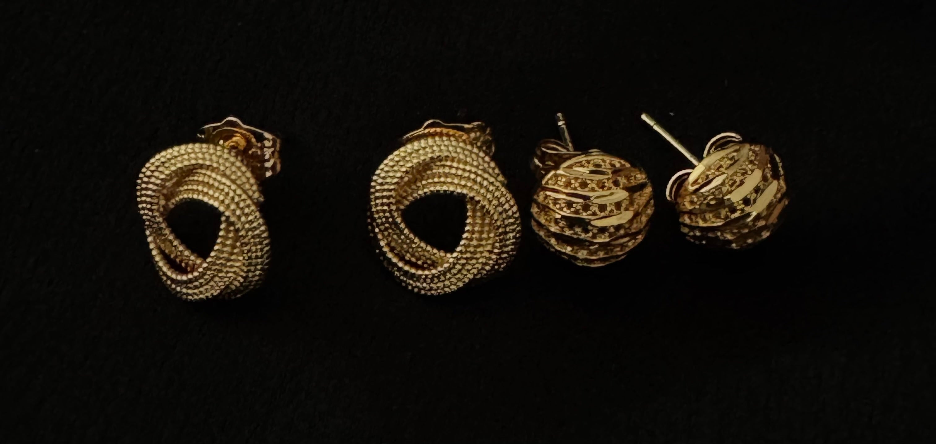 Textured Knot & Ball Stud Earrings Set – Statement Studs, 2 Pairs