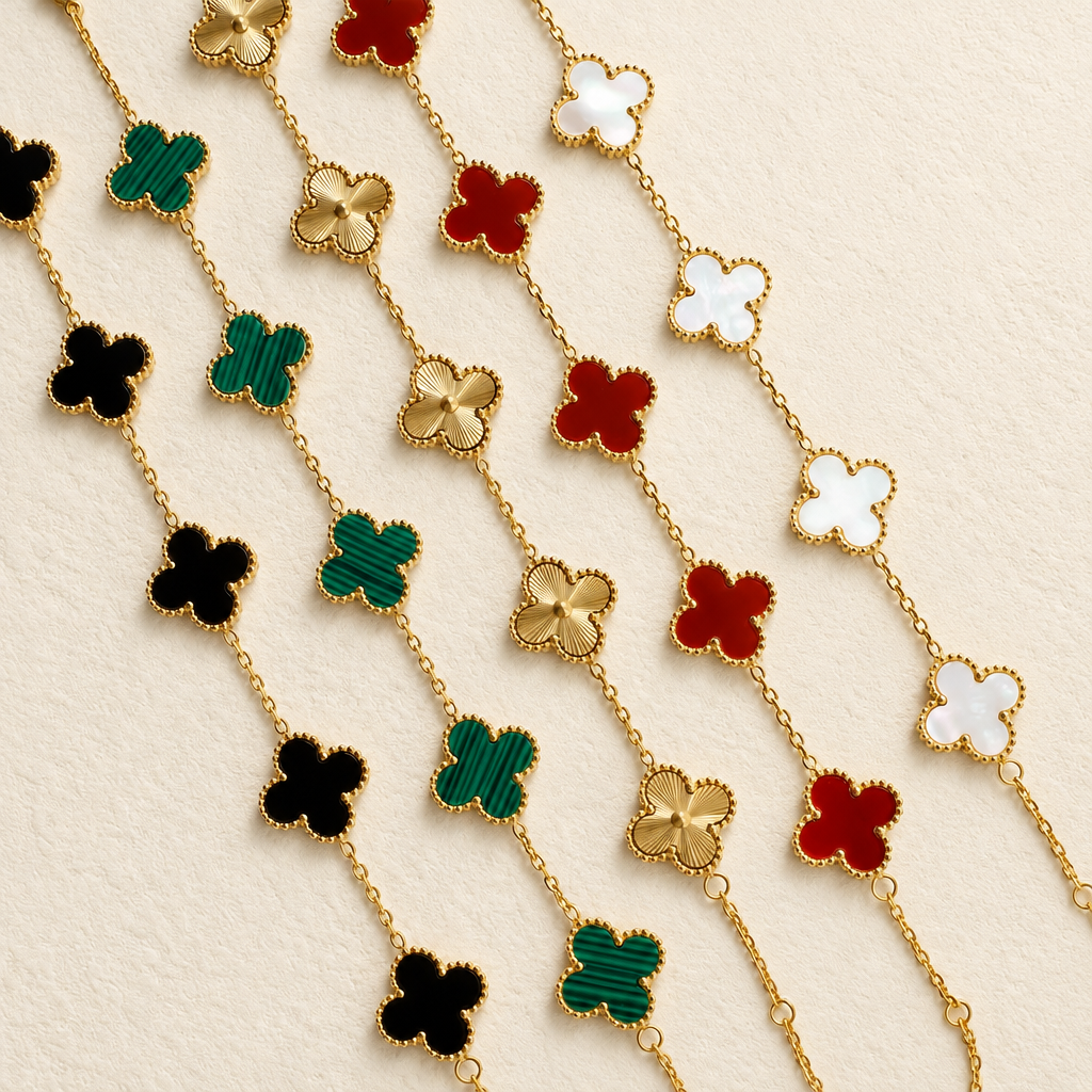 Four-Leaf Clover Charm Bracelet – Stackable Motif Design