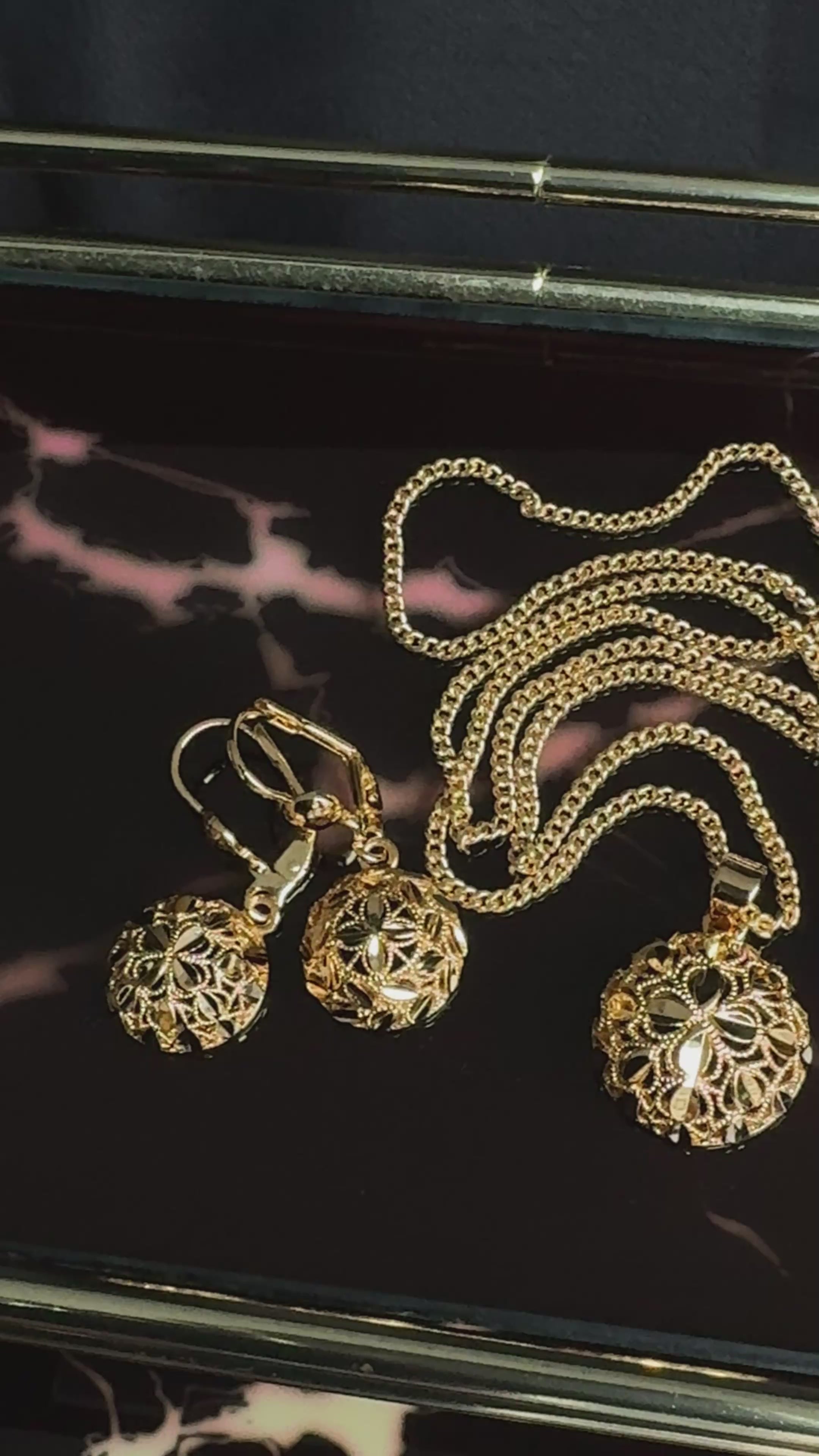 Ball Drop Gold Jewelry Set (Necklace, Earrings & Ring)
